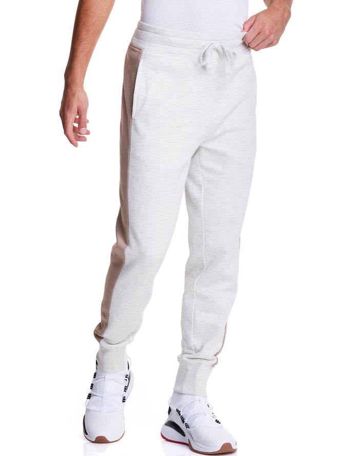 Champion Mens Joggers NZ - Colorblock Stripe Fleece White ( 8207-JFLBY )